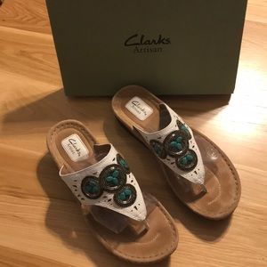 Clark’s artisan white Lea Latin Circle sandals 11